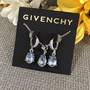 New Givenchy Crystal Tear Drop Earring and Necklace Set